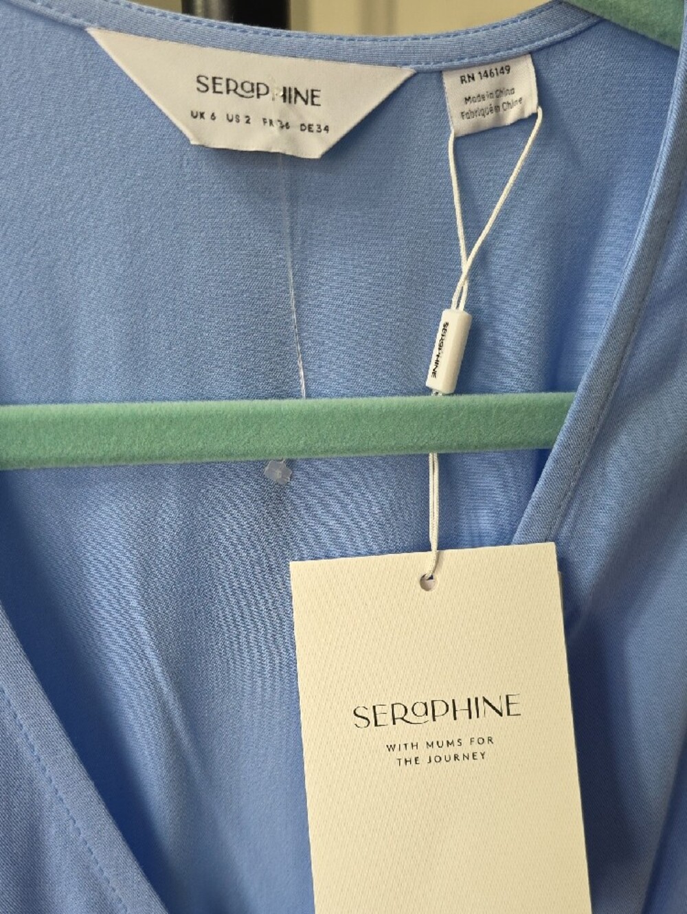 Seraphine Powder Blue V-Neck Button-Front Maxi Dress - Picture 4 of 5